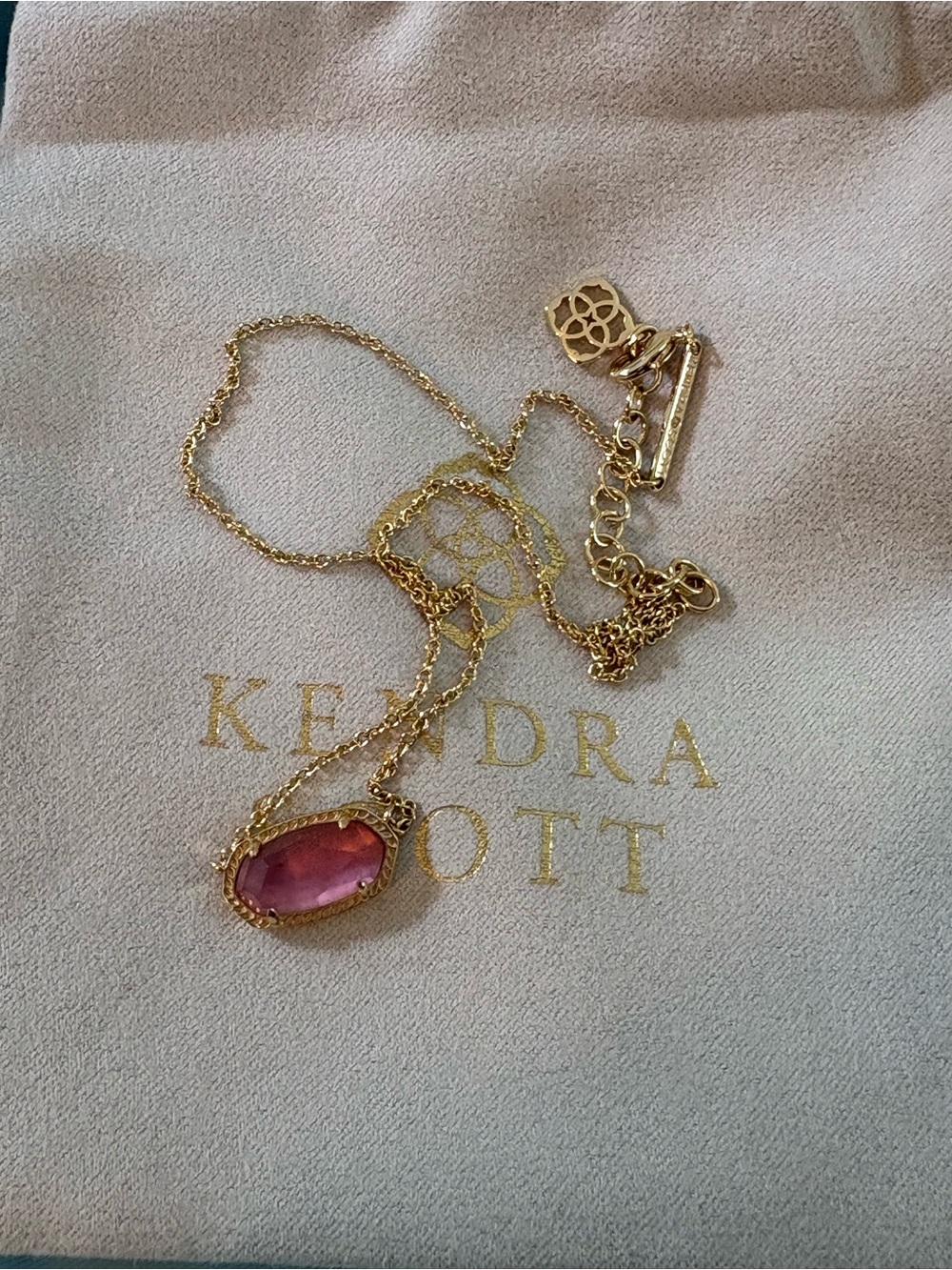 Kendra Scott Gold Elisa Necklace with Pink Pendant